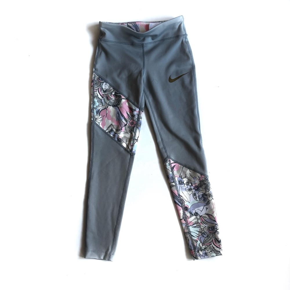 Nike Teal with Floral Detail Leggings - XS